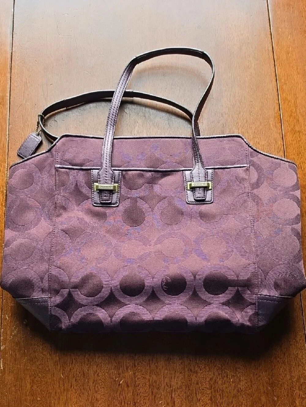 Coach Plum Signature Jacquard Tote